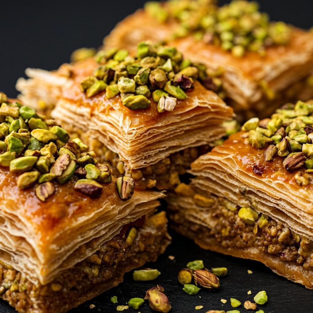 Kalın fıstık tabakasıyla lüks sunumlu Sultan baklavası
